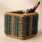 "SCORR EcoChoiceHub Eco-Friendly Classic Handcrafted Sabai Pen Stand with Sturdy Iron Frame "